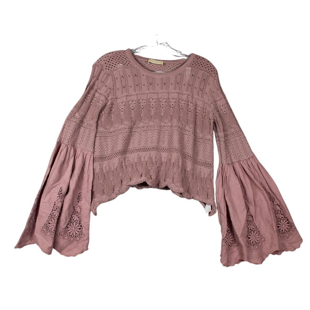 Altar'd State Lavender Bell Sleeve Crop Sweater Size Small